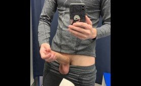 The guy jerks off his big cock in the Dressing Room